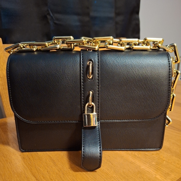 Unbranded Handbags - Black Faux Leather Shoulder Handbag NWOT